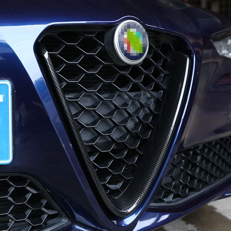 Для Alfa Romeo Giulia карбоновое волокно стиль ABS пластик переднее украшение решетки рамка Автомобильные аксессуары
