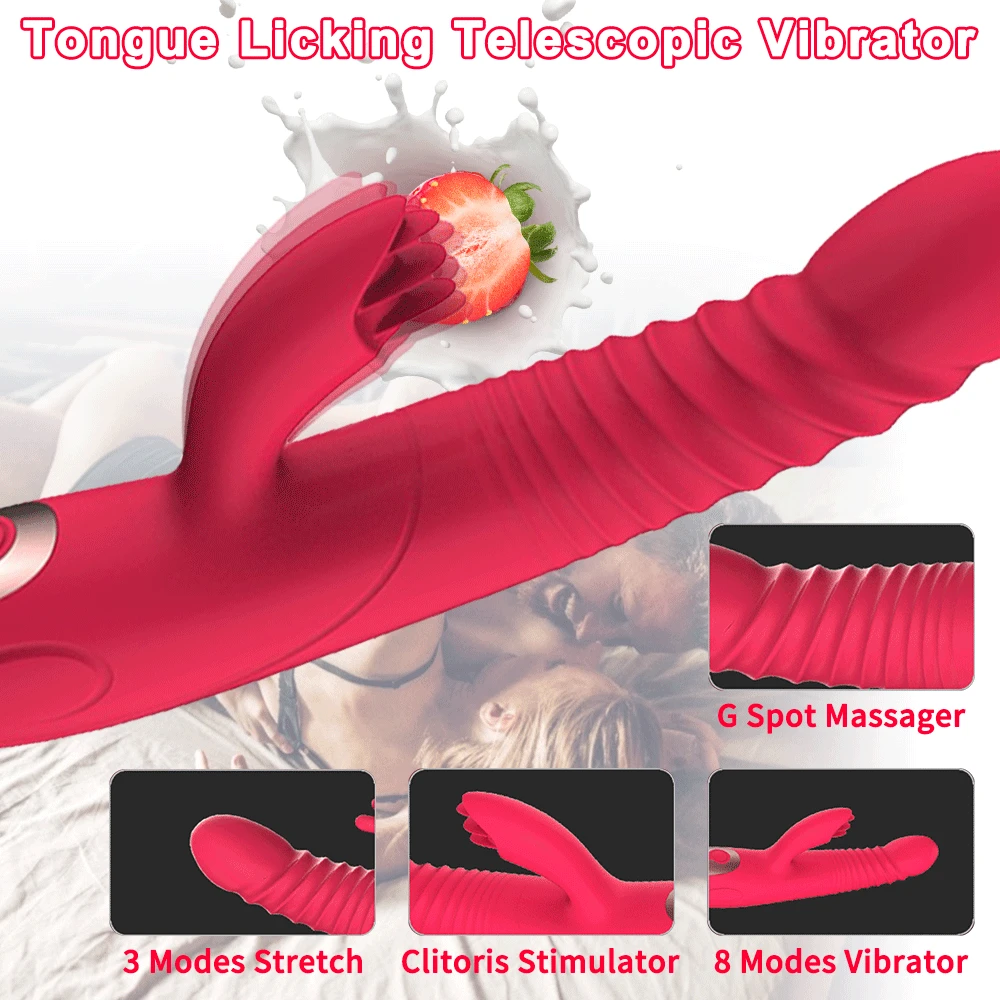 LIBO Telescopic Tongue Licking Dildo Vibrators  Oral Sex Toys For Women Vaginal Massager G-Spot Clitoris Stimulator Sex Shop