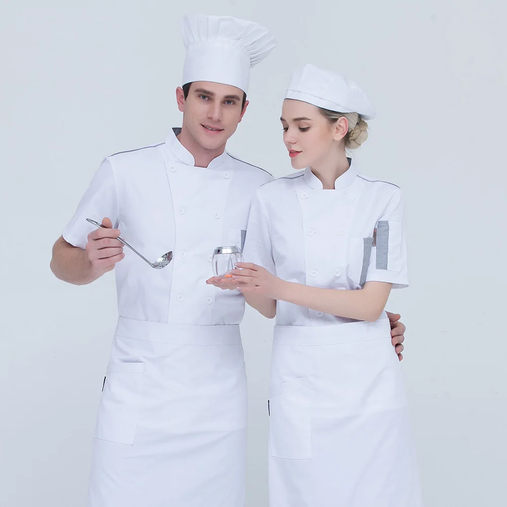 M-4XL high quality restaurant chef uniforms double breasted white chef shirts catering work clothes short sleeves Chef Jackets