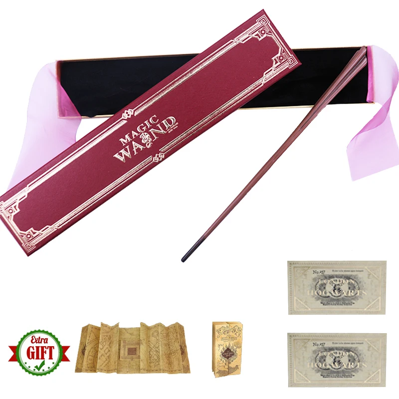 

Metal Core Fills Magic Wands Voldemort Dumbledore Harried Cosplay Magical Sticks Map and Tickets Pink Ribbon Box Birthday Gift