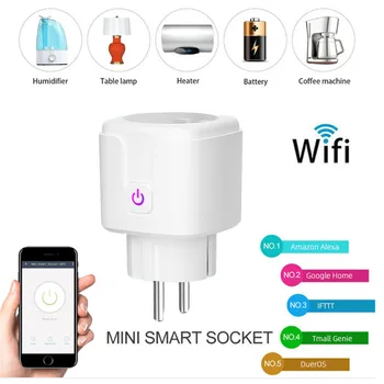 

EU Mini Smart WiFi Plug Adaptor 16A Voice Control Power Monitor Timing Function Socket Outlet APP work with Alexa Google Home