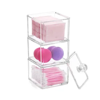

XUNZHE 1/2/3 Multilayer Transparent Container for Cosmetics Makeup Cotton Makeup Notepad Organizer Tabletop Tool Jewelry Case