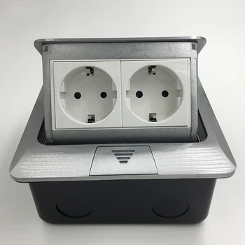 

All Aluminum Panel EU Standard Pop Up Floor Socket 2 Way Electrical Outlet Modular Combination Customized Available