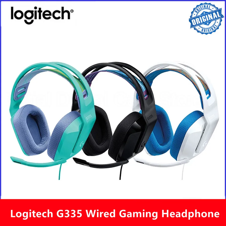 Logitech-auriculares G335 con cable para videojuegos, cascos con micrófono  Virtual Surround 7,1 estéreo de 3,5mm, 100% originales