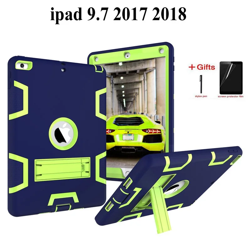 Shockproof Heavy Duty Case For iPad 9.7 2018 6th Generation with Kids Safe Silicon PC