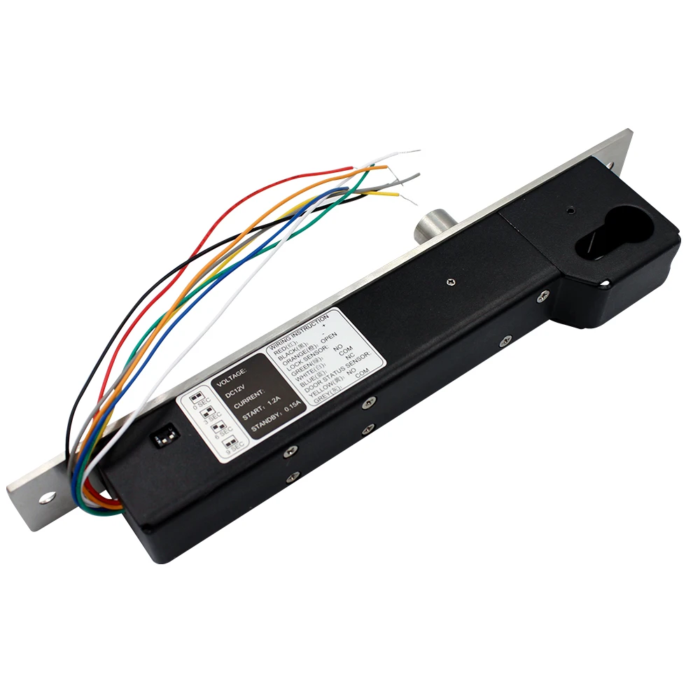 DC 12V Fail Secure Bolt Lock With Mort Lock Cylinder Mechanical key locking Drop