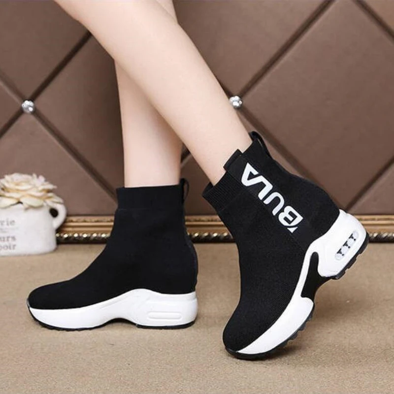 

WGZNYN Breathable Stretch Fabric Socks Outdoor Women Shoes Platform Elastic Sneakers Tenis Feminino Casual Female Shoes woman W6