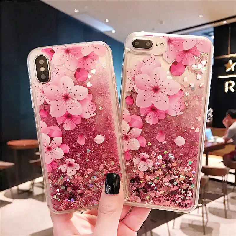 

Quicksand Liquid Dynamic Flowers Phone Case For Xiaomi Redmi K20 9T Note 7 6 5 pro 7A 6A 5A Plus 4 4X 4A A2 Lite soft Case Cover