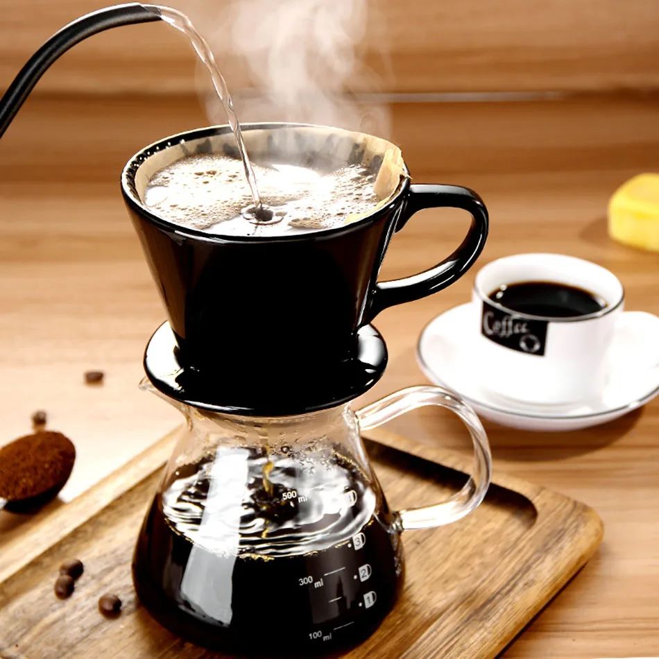 MICCK 1 Набор V60 стеклянный кофейник, кофейник с фильтром, портативный термостойкий мокко чайник, кофейные инструменты, кофейники
