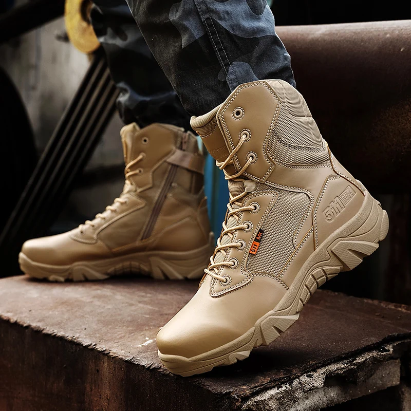 Men Tactical Boots Army Boots Mens Military Desert Waterproof Work Safety Sneakers Hiking Sports Ankle Outdoor Boots
