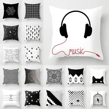 

1Piece Black White Combination Minimalism Fashion Peach Skin Cashmere Sofa Cushion Cover Square Pillowcase Quality Home Decor