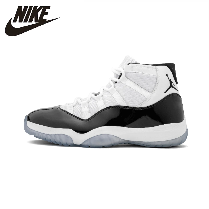 

Air Jordan 11concord AJ11 Black And White Men Shoes Original High Shock-Absorbant Sports Sneakers #378037-100
