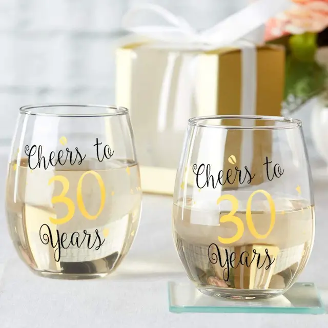 Bicchieri da vino senza stelo dorati Cheers to 30 40 50 anni regali per  uomo donna 50th 40th 30th Birthday Party Wedding Anniversary Cup