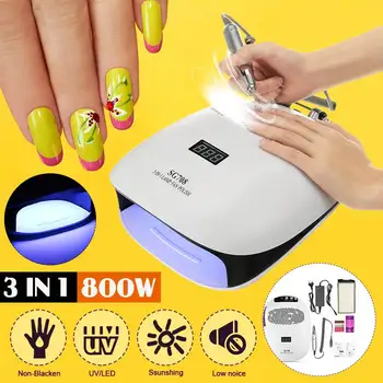 

3 IN 1 35000RPM Nail Dust Collector with 2 Fan Pro Nail Art UV Lamp Dust Suction Collector Vacuum Cleaner Manicure Tool with Bag