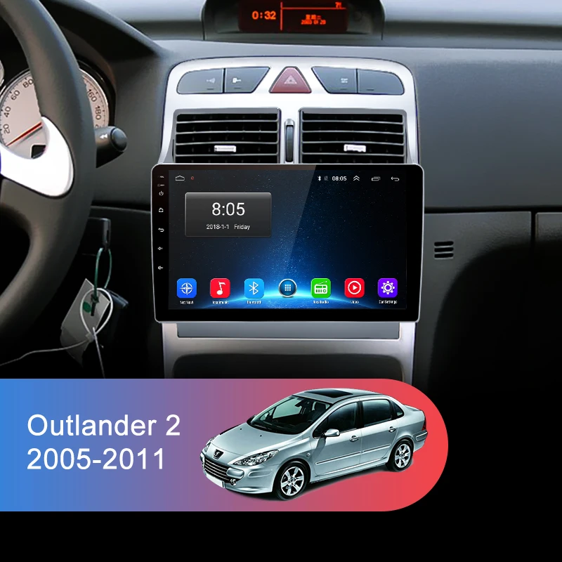 Excellent AWESAFE for Peugeot 307 2002-2012 Car Radio Multimedia video player GPS No 2din 2 din Android 8.1 2G+32G 1