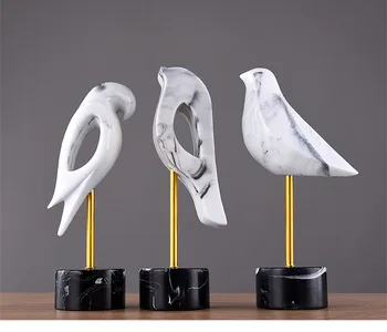 

Creative abstract birds artwork craft marble base bird office desktop sculpture living room home decoration accessories a0770