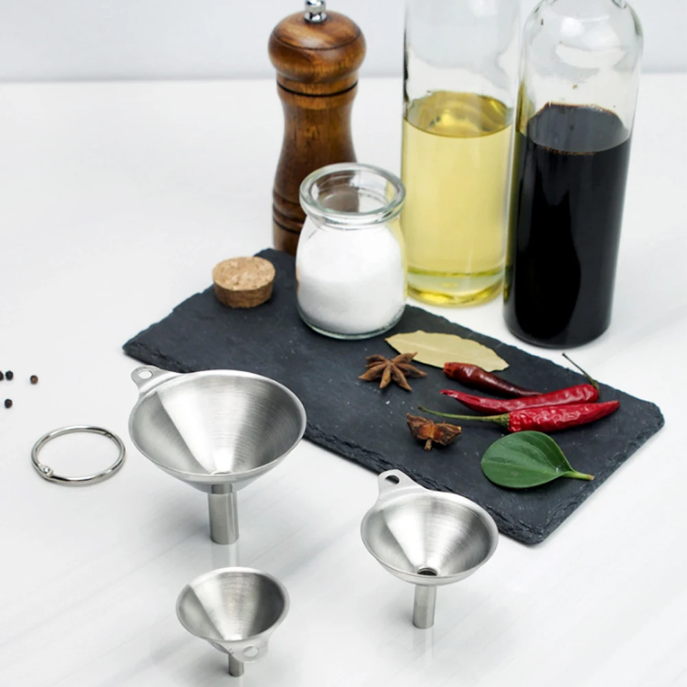 Набор воронок из нержавеющей стали комплект 3 штук с ручными крючками кухонные