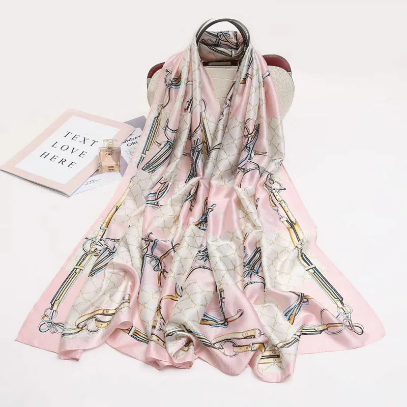 SNY004 pink Модный великолепный шелковый шарф роскошный женский брендовый шарф для женщин шаль Пашмина высокое качество с принтом хиджаб обертывания 180*90 см - Цвет: SNY004 pink