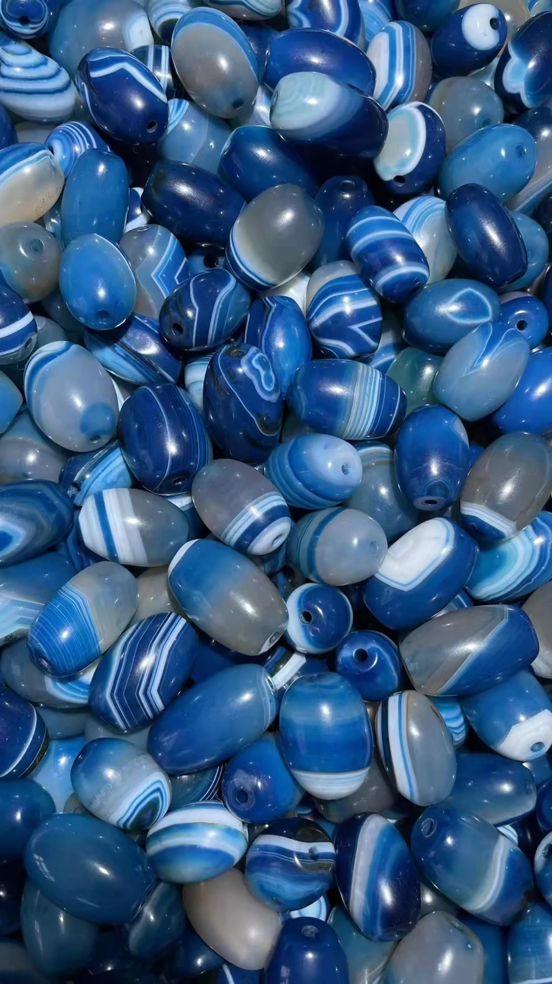 

200Pcs/Lot Natural Striped Agate Short Column Barrel Beads Blue Loose Jewelry Accessories Necklace Bracelet DIY Material