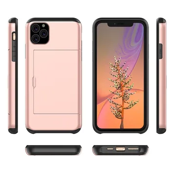 

500pcs Deluxe Hybrid PC + TPU Armor Cases For iPhone 11 Pro Max XS XR X 8 7 6 6S Plus 5 5S Shockproof Credit Card Holder Cover
