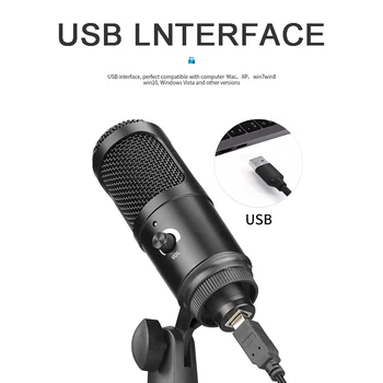 

Mayitr 1 Set Metal USB Condenser Recording Microphone with Tripod Stand for Game Chat Studio Recordings