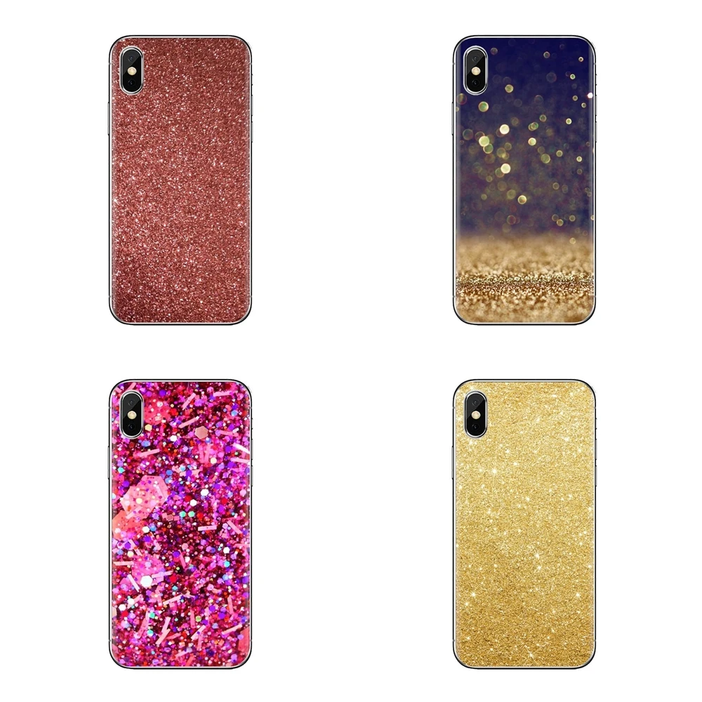 For iPod Touch Apple iPhone 4 4S 5 5S SE 5C 6 6S 7 8 X XR XS Plus MAX Silicone Phone Cover Bag Rose gold glitter sparkles Pastel |