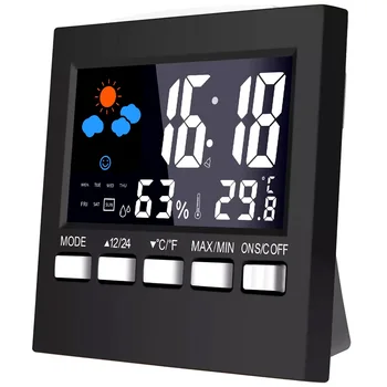 

New Multi-function LED Backlight Color Screen Weather Clock Snooze Voice-Activated Temperature Humidity Date Display Desk Clocks