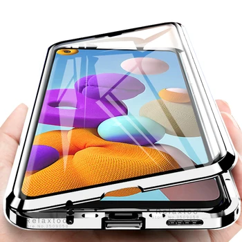 

SamsungA21S Case 360° Magnetic Adsorption Metal Case for Samsung A21S 2020 Double-sided Glass for Galaxy A 21s SM-A217F/DS 6.5''