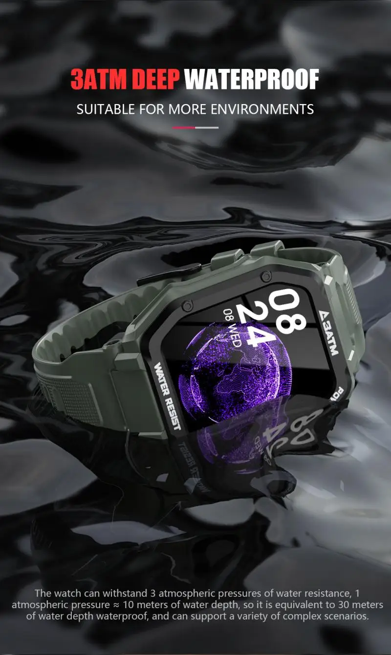 3C YZ C16 3ATM 30M Waterproof Sport Smart Watch Outdoor Fitness Smartwatch For Smart Phone Swim Diving Watches