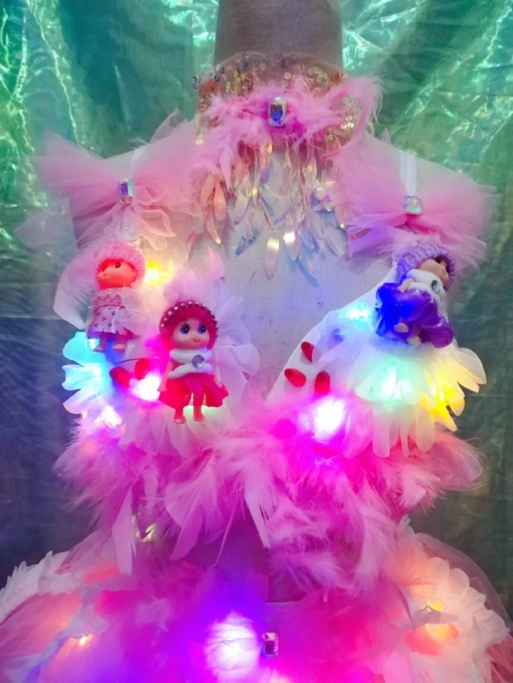 Розовая кукла сценическое шоу led lumious light up Туту платье gogo сценический DJ DS певица