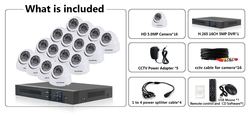H.265 16CH 8CH домашняя система безопасности Видео H.265+ 6в1 5MP 1080P DVR 16 5.0MP Smart IR Dome HD наружная защищенная от атмосферных воздействий cctv камера