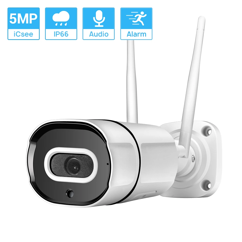 Hamrolte 5MP Wifi Camera Bullet Waterproof Outdoor Wireless/Wired ONVIF IP Camera Two Way Audio AI Human Detection ICSEE H.265X|Surveillance Cameras| - AliExpress