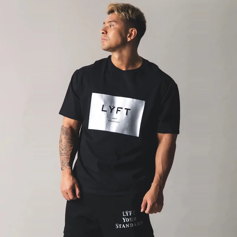 

New Summer Men Gyms T shirt Fitness Bodybuilding Loose Shirts Fashion Leisure Short Sleeve Fashion Tee Tops 2020 Men's Clothing
