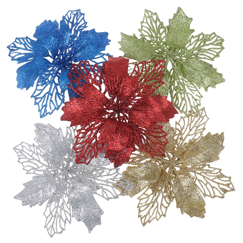 5 шт. искусственные цветы блестящие украшения для рождественской елки