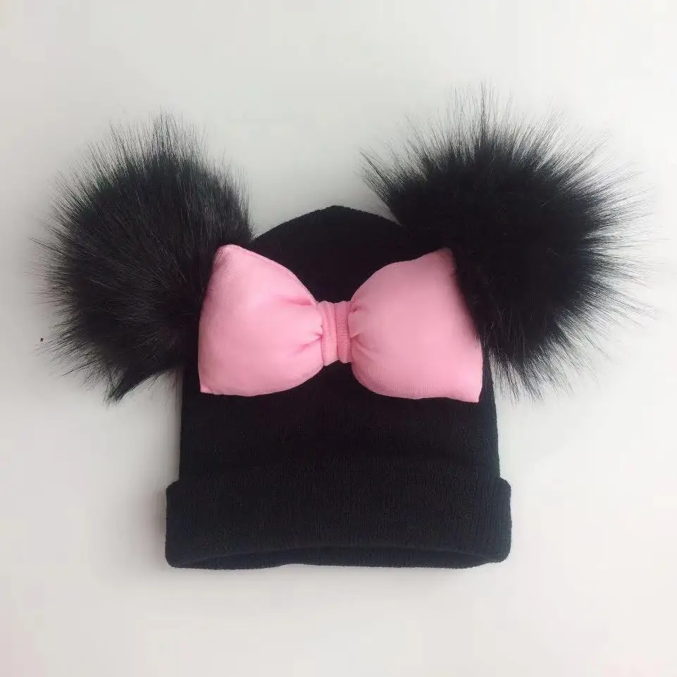 Toddler infant baby cotton colorful photograph girls Kid for props Melamed cap wool beanie child Butterfly bow hat Knot tie big