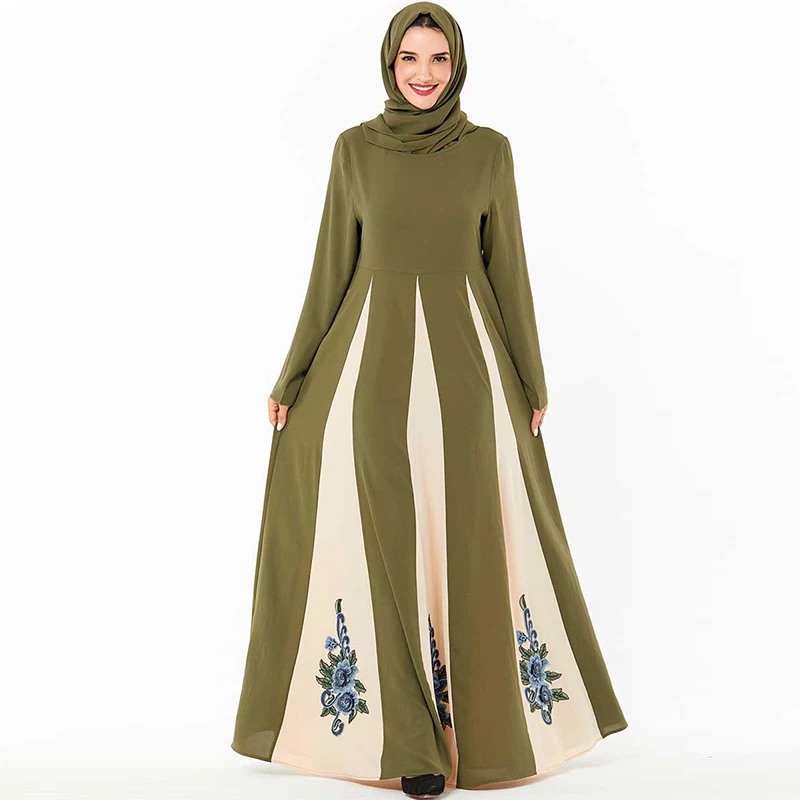 Зеленое нарядное платье в арабском стиле abaya Дубай турецкий хиджаб мусульманское платье исламское одежда Абая для женщин платья Caftan Baju мусульманское Wanita