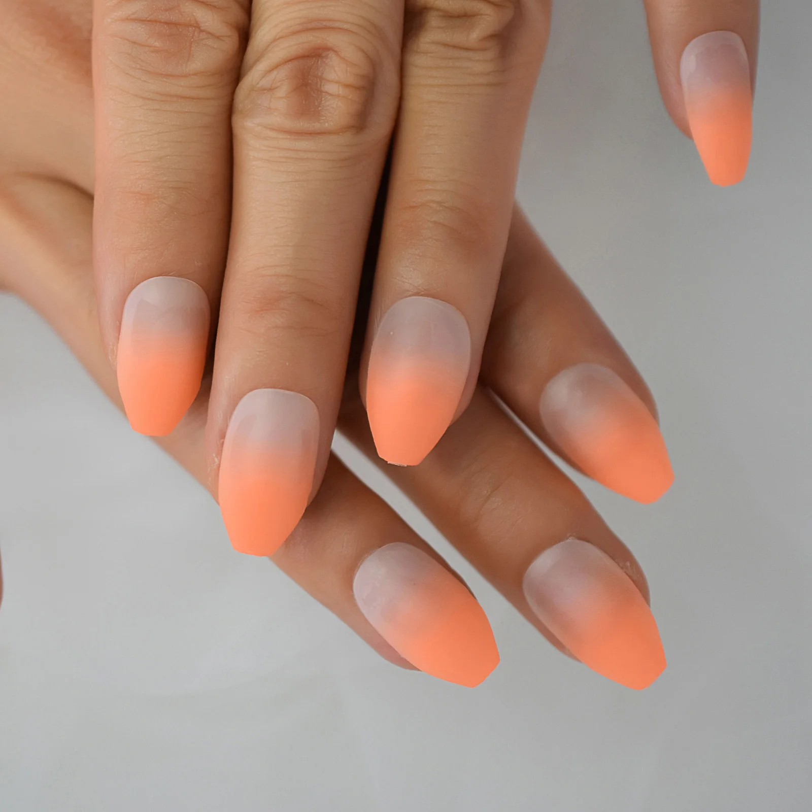 24pcs French Fake Nails Ombre Orange Neon False Short Coffin Nails Fake Nails Medium Press Tipsy Stick On Nails Tips Salon Tools False Nails Aliexpress