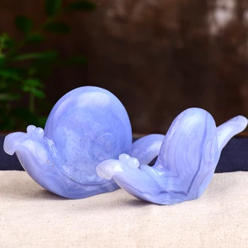

Wholesale Natural Blue Agate Llines Hand Carved snail Polished DIY Gift Mineral Healing Stone Home decor Study Room Decor Crafts