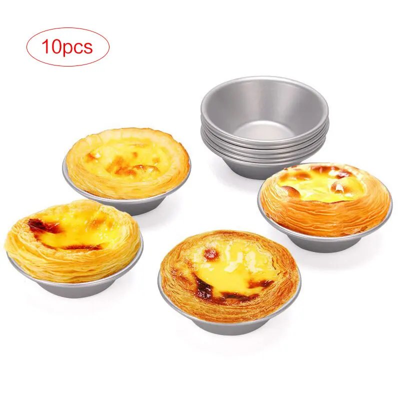 10 Pcs Cake Style Egg Tart Pasteis De Nata Oven Bake Round Custard Tin Cake Tool