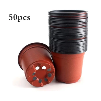 

50PCS Plant Flower Pots Plastic Starting Two Tone Universal Soft Flowers Nursery Seeds Storage Pots Container Garden Supplies