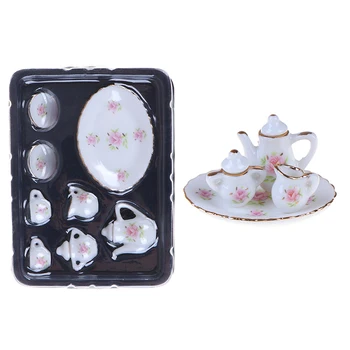 

1/12 Dollhouse Miniature Dining Ware Porcelain Tea Set Dish Cups 8Pcs/set