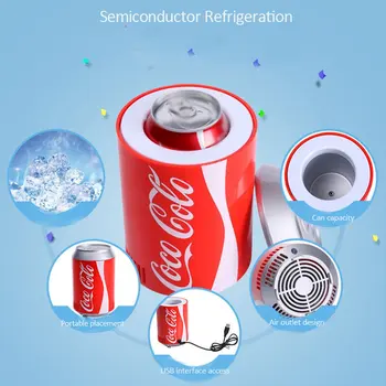 

USB Mini Refrigerator ABS Metal Semiconductor Car Refrigerator Hot And Cold Refrigerator Refrigeration Heating