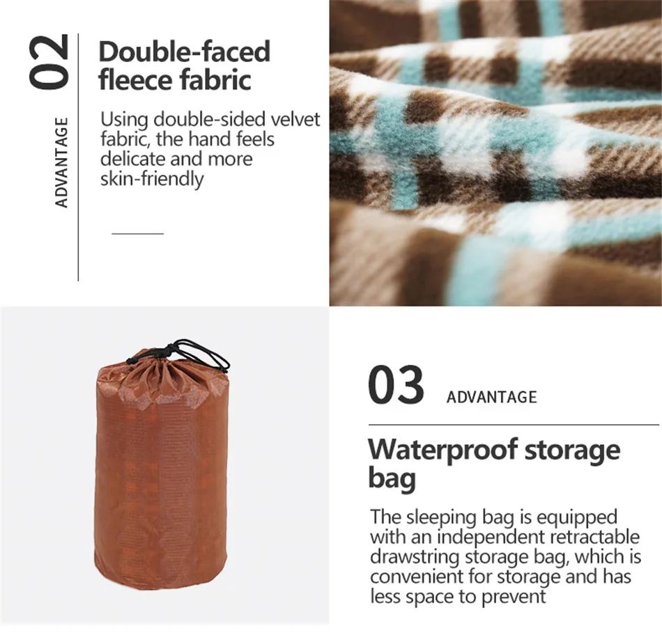 Outdoor Camping Thickened Fleece Sleeping Bag Four Seasons Warmth Lunch Break Knee Blanket Travel Liner Air Conditioning Quilt
