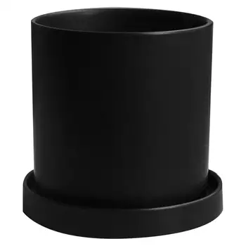 

1 Set Mini Ceramic Pots Small Fleshy Pots Flower Pots Garden Decorations Outdoor Decor With Plate For Home Garden(L Size, Black)