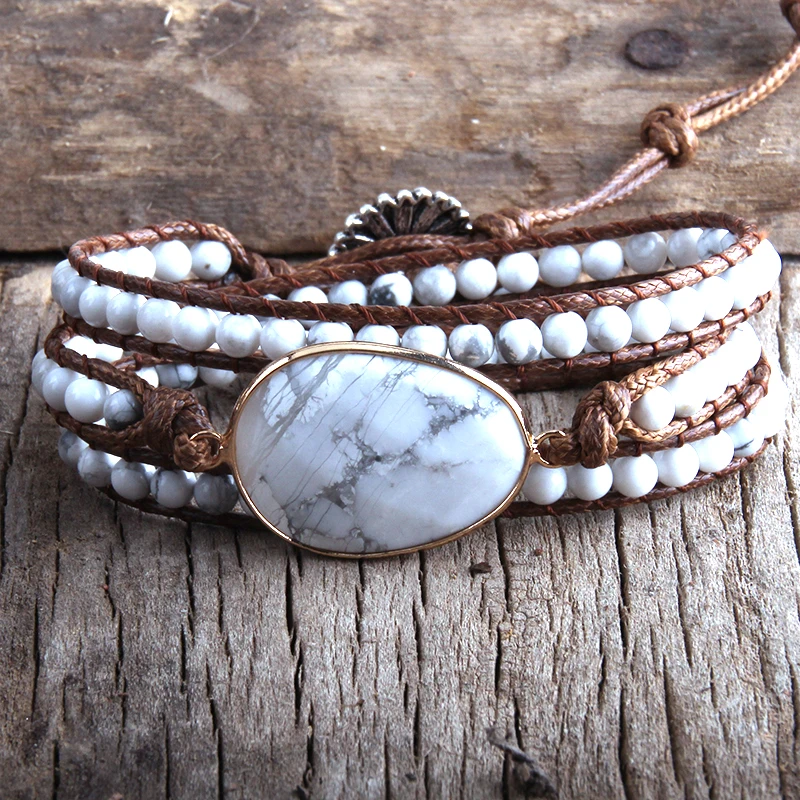 Mode Kralen Boho Armband Sieraden Handgemaakte Natuurstenen Charme 3 Strengen Wrap Armbanden