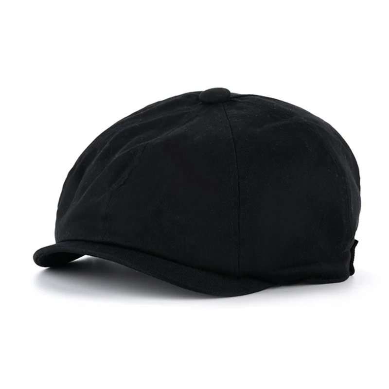 Casquette Всесезонная хлопковая черная Мужская кепка для газетчика мужской берет для мужчин и женщин ретро Англия козырек бейсболка BLM56 - Цвет: Черный