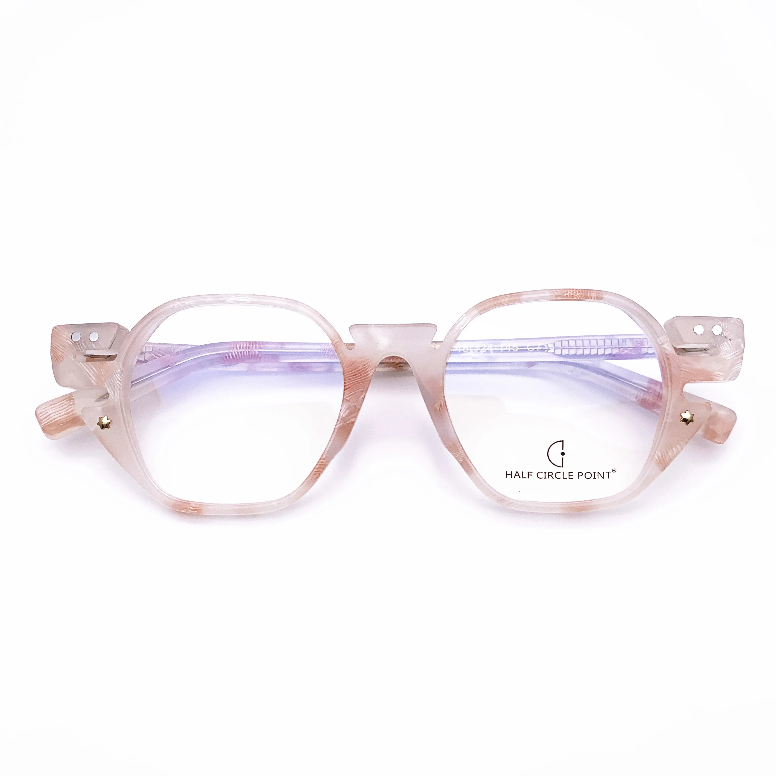 

Belight Optical Women Men Acetate Fancy Colorful Champange Color Star Rivet Design spectacle frame precription lens HP252