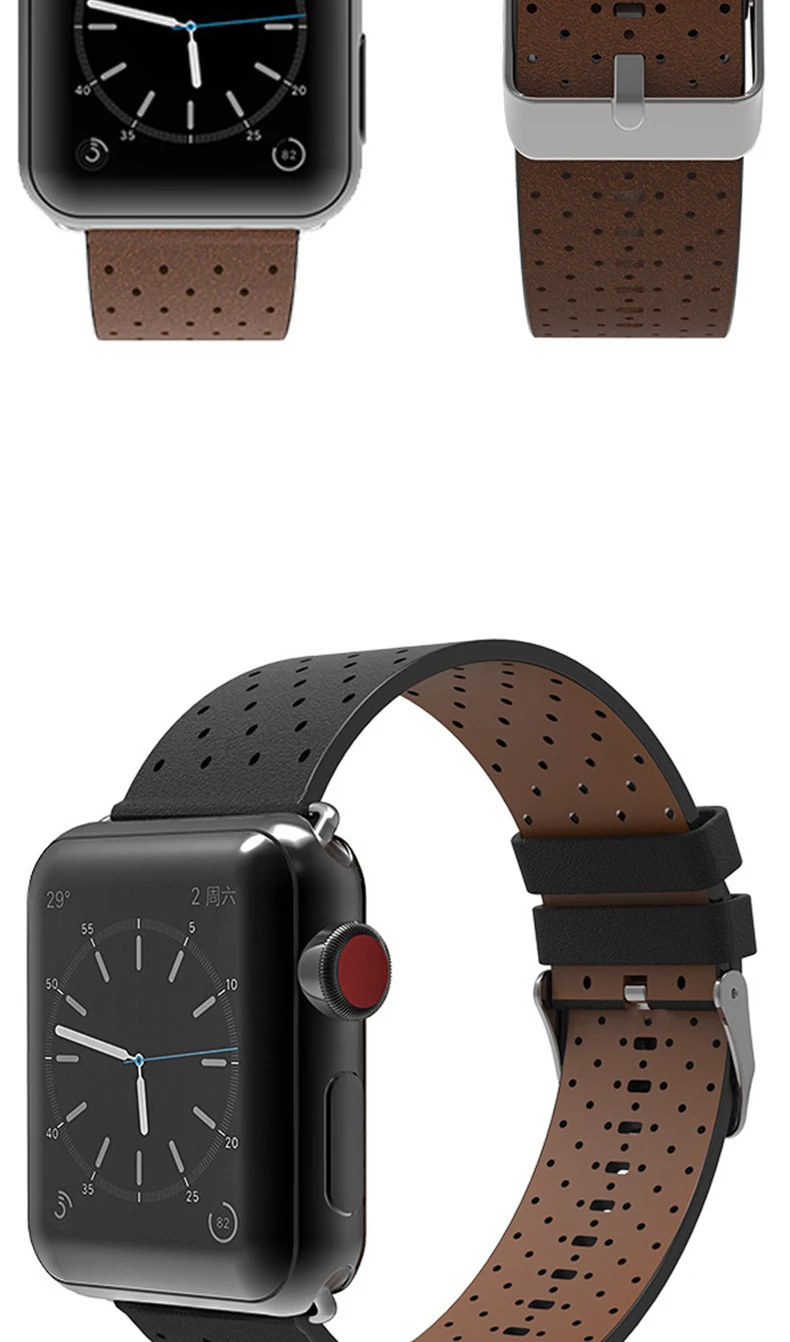 Applicable For Apple Watch5 4 3 2 1 38mm/40mm/42mm/44mm breathable perforated leather For apple strap fashion For apple strap