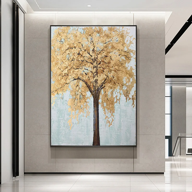 Wall Art Canvas Painting Abstract Golden Tree Painted On Canvas Frameless Picture Decoration For Live Room Home Decor Gift