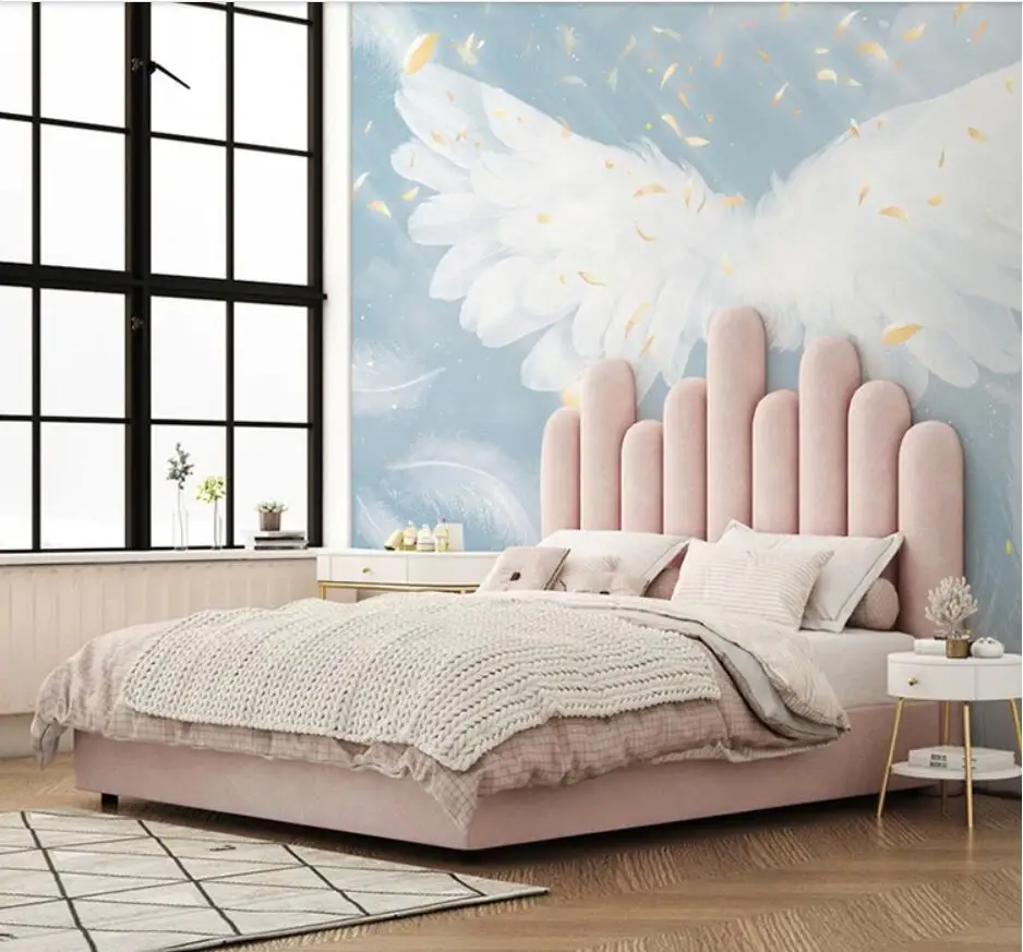 

Bacal Custom new white feather wings wallpaper living room TV background wallpaper wall papers home decor papier peint 3D